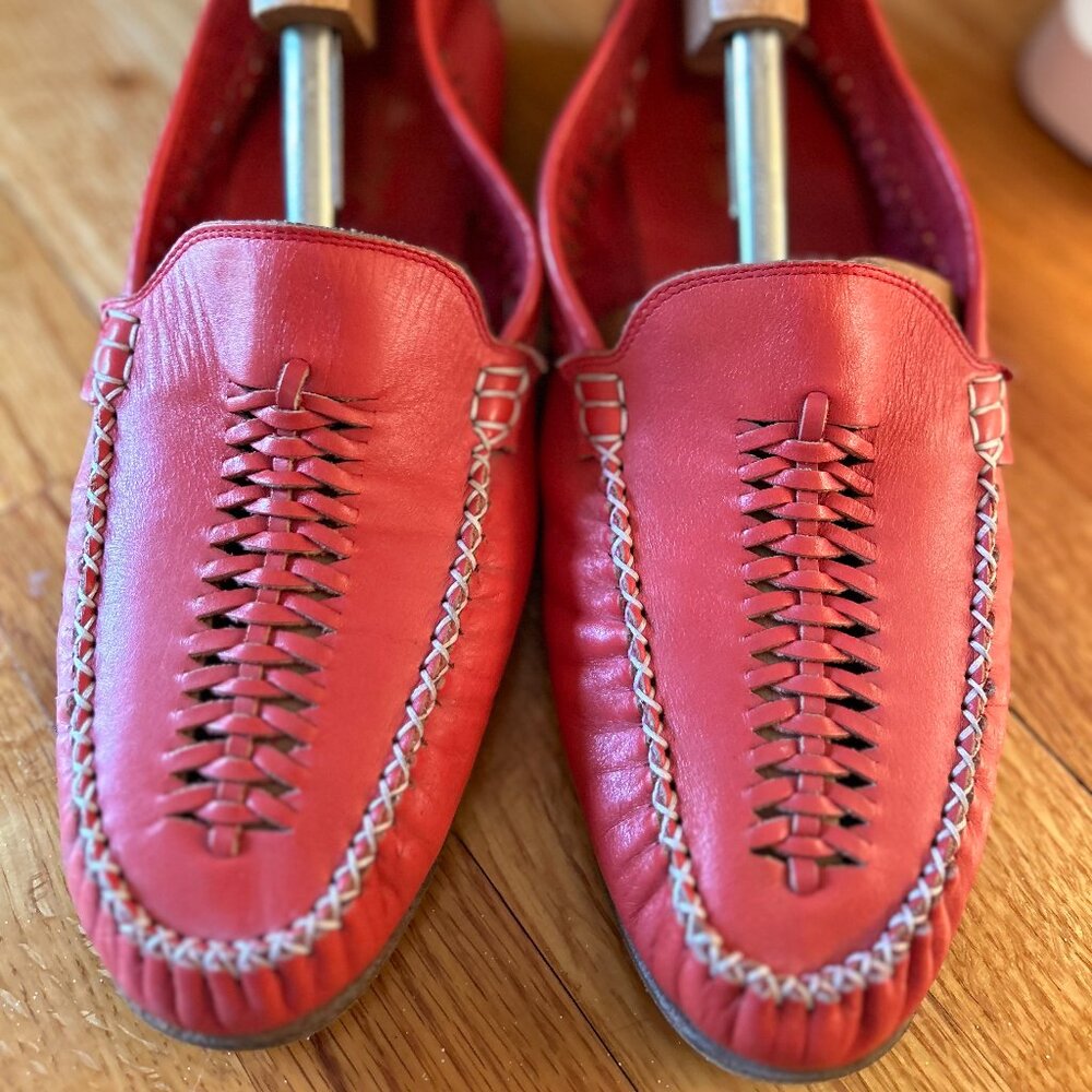 Red Italian Leather Loafers